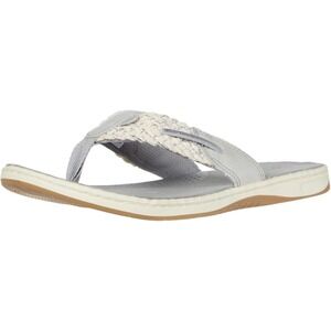 Sperry Parrotfish Flip flop Silver/gray Thong Sandal 9 Leather